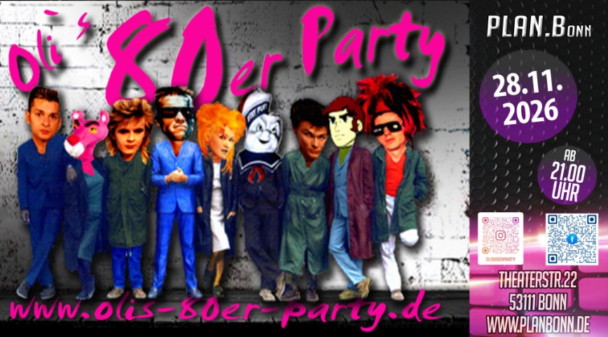 Olis 80er Party Flyer 28.11.2026